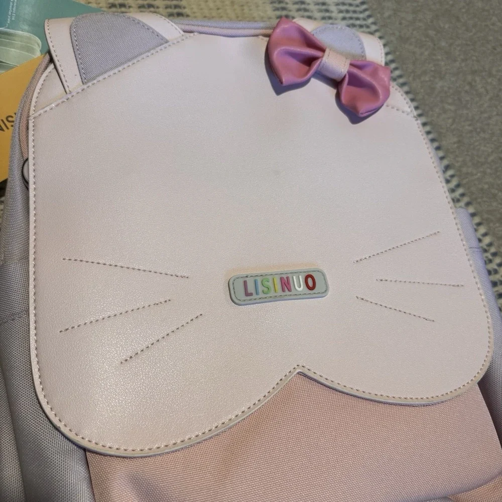LISINUO Purple & Pink Kitty With A Now Backpack. Extra Padding NWT